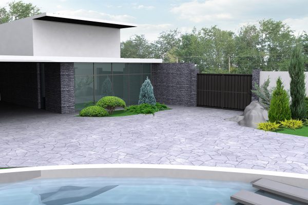 Private,Land,Landscaping,,3d,Render,Integrated,Into,The,Natural,Environment